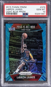 2015-16 Panini Prizm "14-15 All-NBA" Light Blue Prizm #375 LeBron James (#138/199) - PSA GEM MT 10